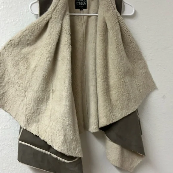 DOLCE CABO Women's suede open cardigan wrap drape Size Large - Picture 4 of 8